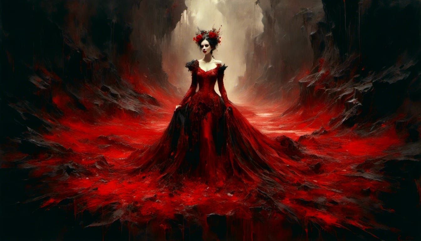 Dark Vampire Queen Portrait in Sinister Horror Style