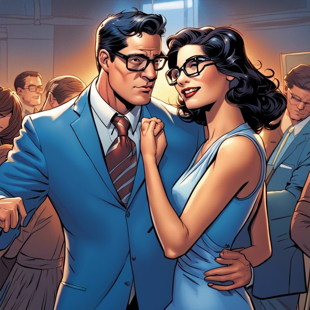 Clark Kent and Lois Lane Dancing, Comic Book Art