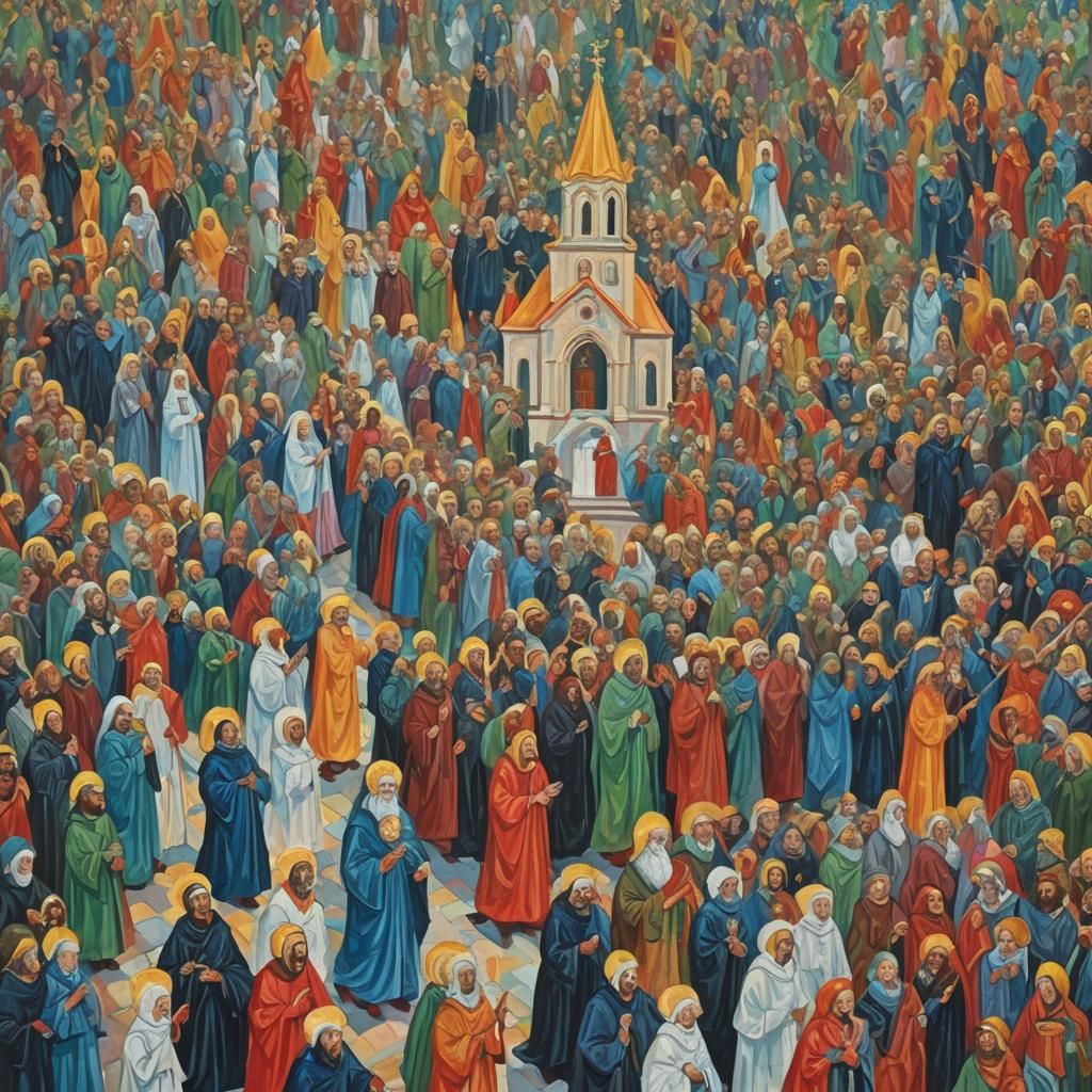 Heavenly Churches Unite: An Impressionist Gouache Painting