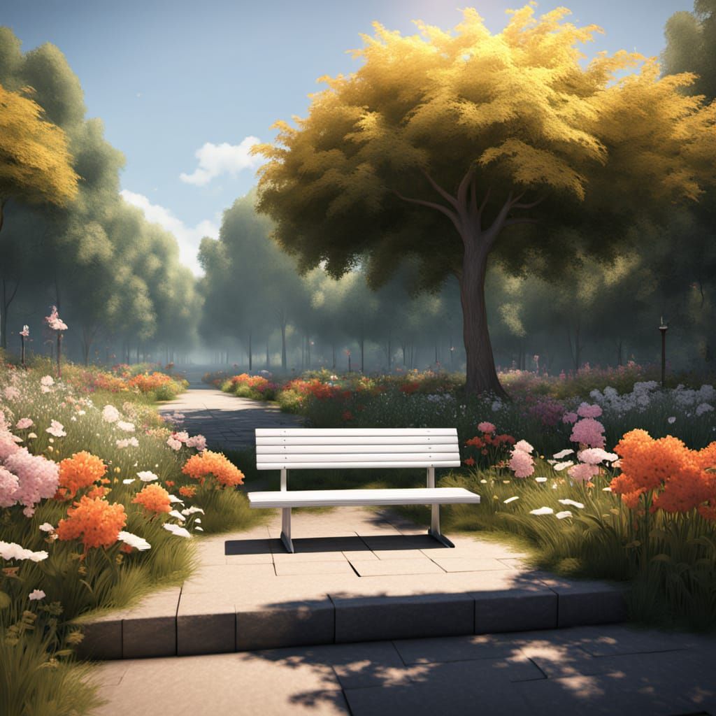 Surreal Impressionist Garden Scene with Vibrant Colors