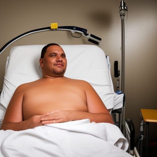 big man in the hospital bed