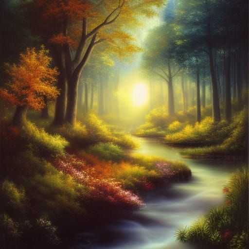 Ethereal Fantasy Landscape in God Rays