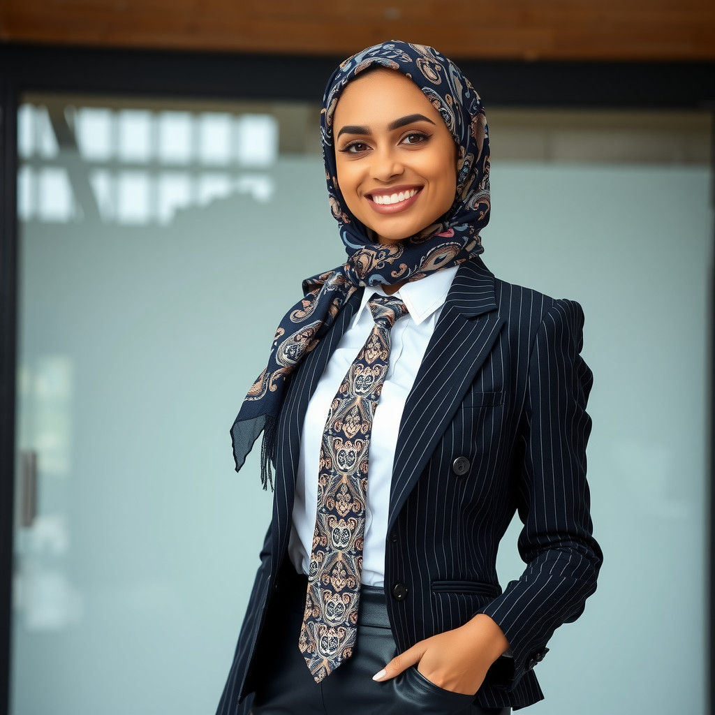 Classy Arabic Woman in Business Suit and Headscarf