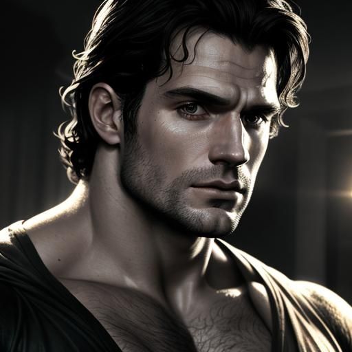 Cinematic Close-Up: Henry Cavill, Shirtless and Confident