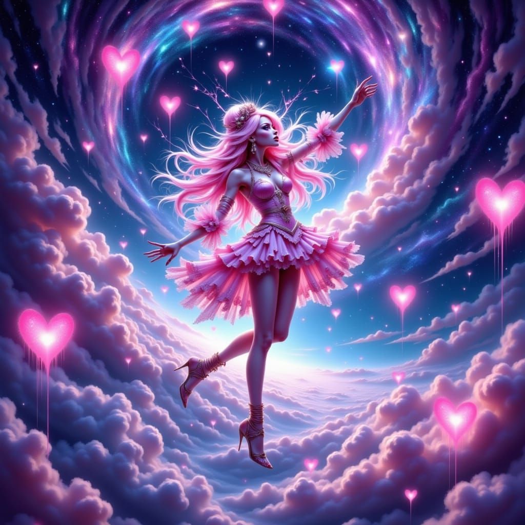 Cosmic Egirl Plunges into Celestial Abyss