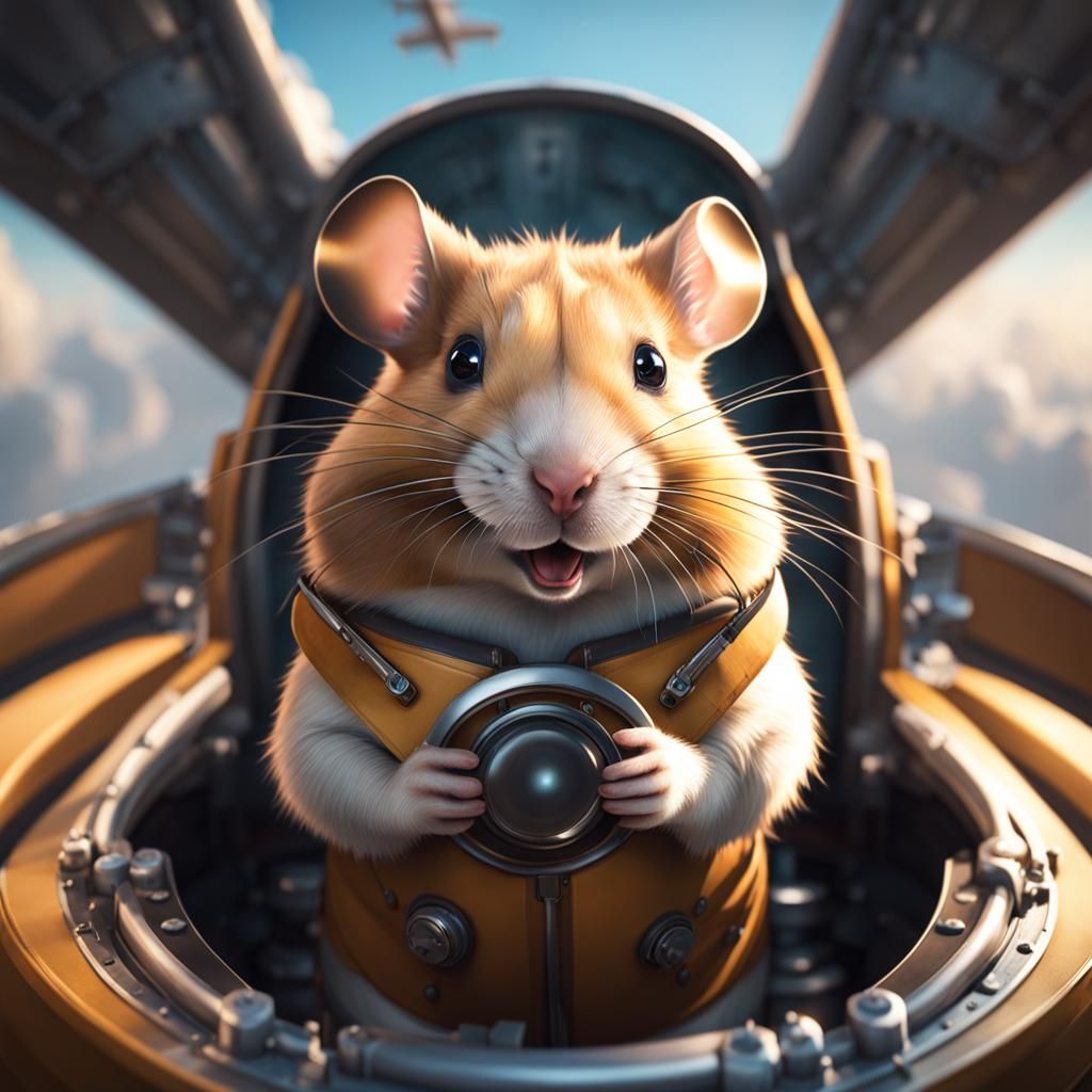 Hamster Pilot Portrait in Hyperdetailed Style