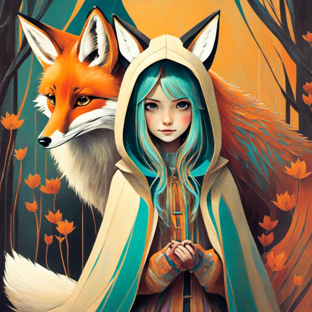 Girl with Fox Hood in Room, Flora LoRA