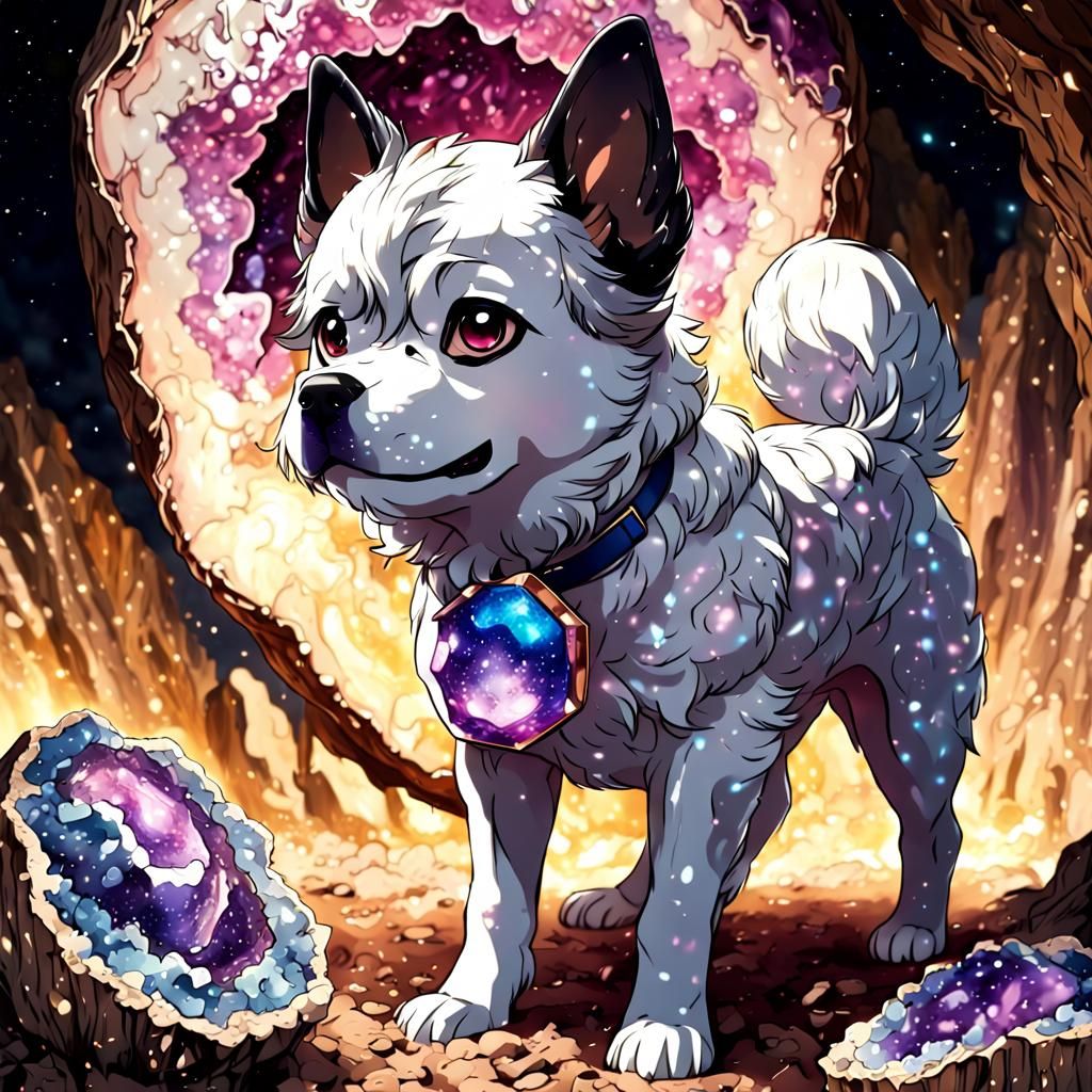 Geode Dog in Anime Manga Style