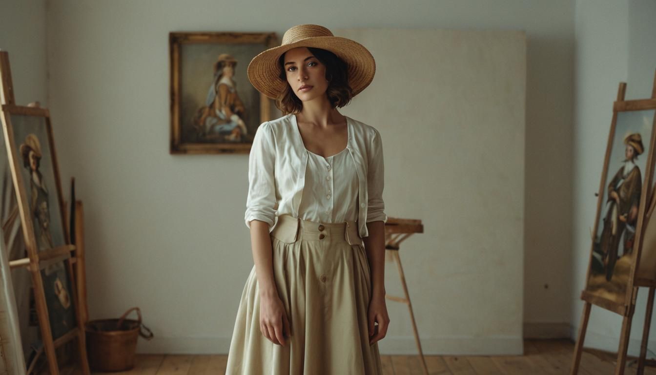 Modern Designer in Studio: Romantic Realism Portrait