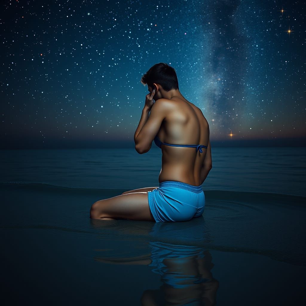 Couple Embracing Under the Stars in a Vibrant, Hyperrealisti...