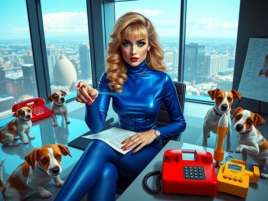 Glamorous Woman About to Press Emergency Button