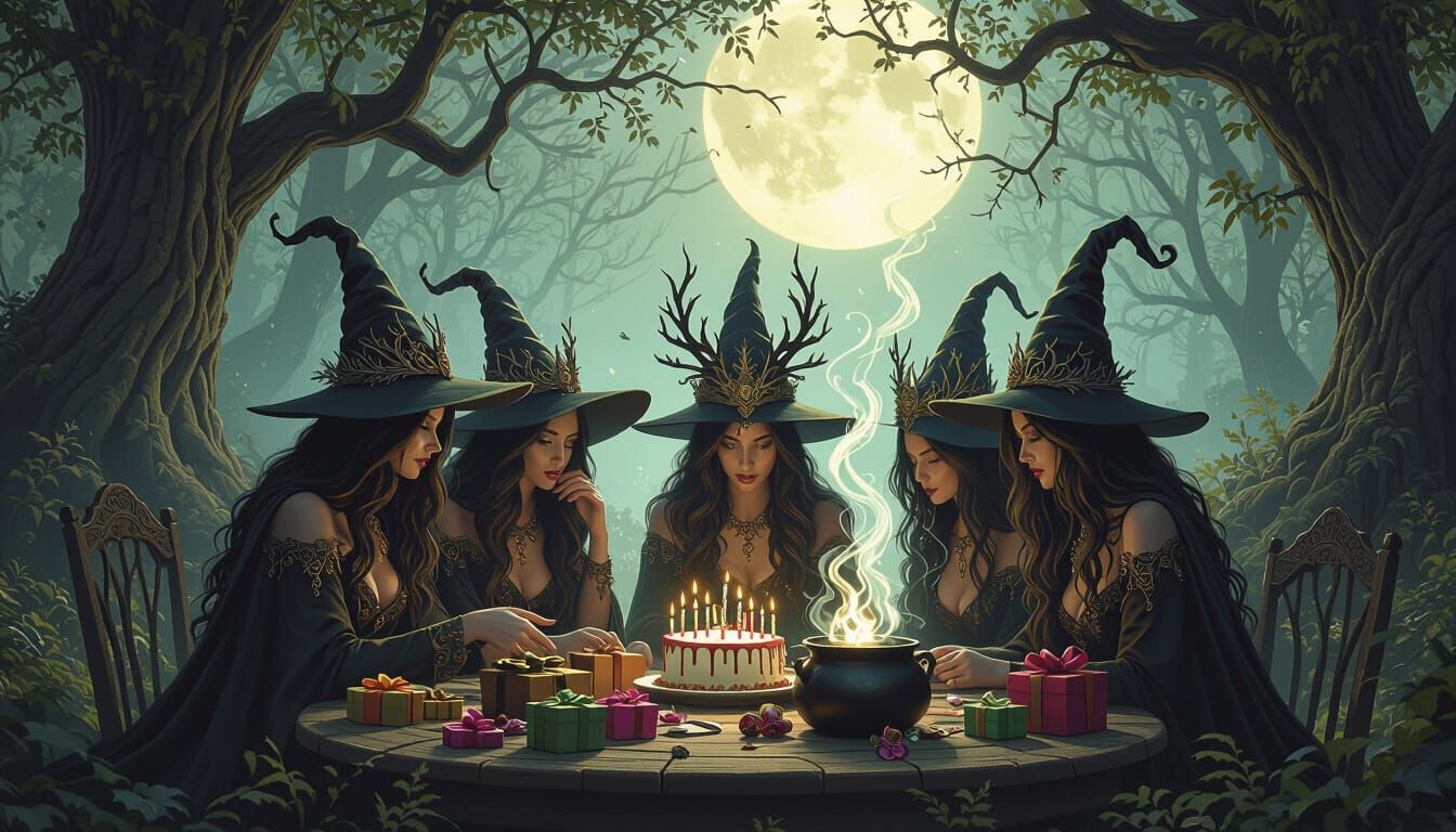 Witches Gather for Enchanted Forest Birthday Celebration
