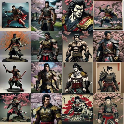 Muscular Japanese Emperor Kenshiro in Traditional Armor