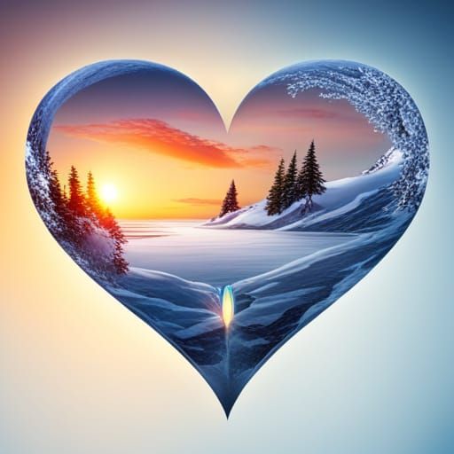 Four Seasons Crystal Hearts on Snowy Coast