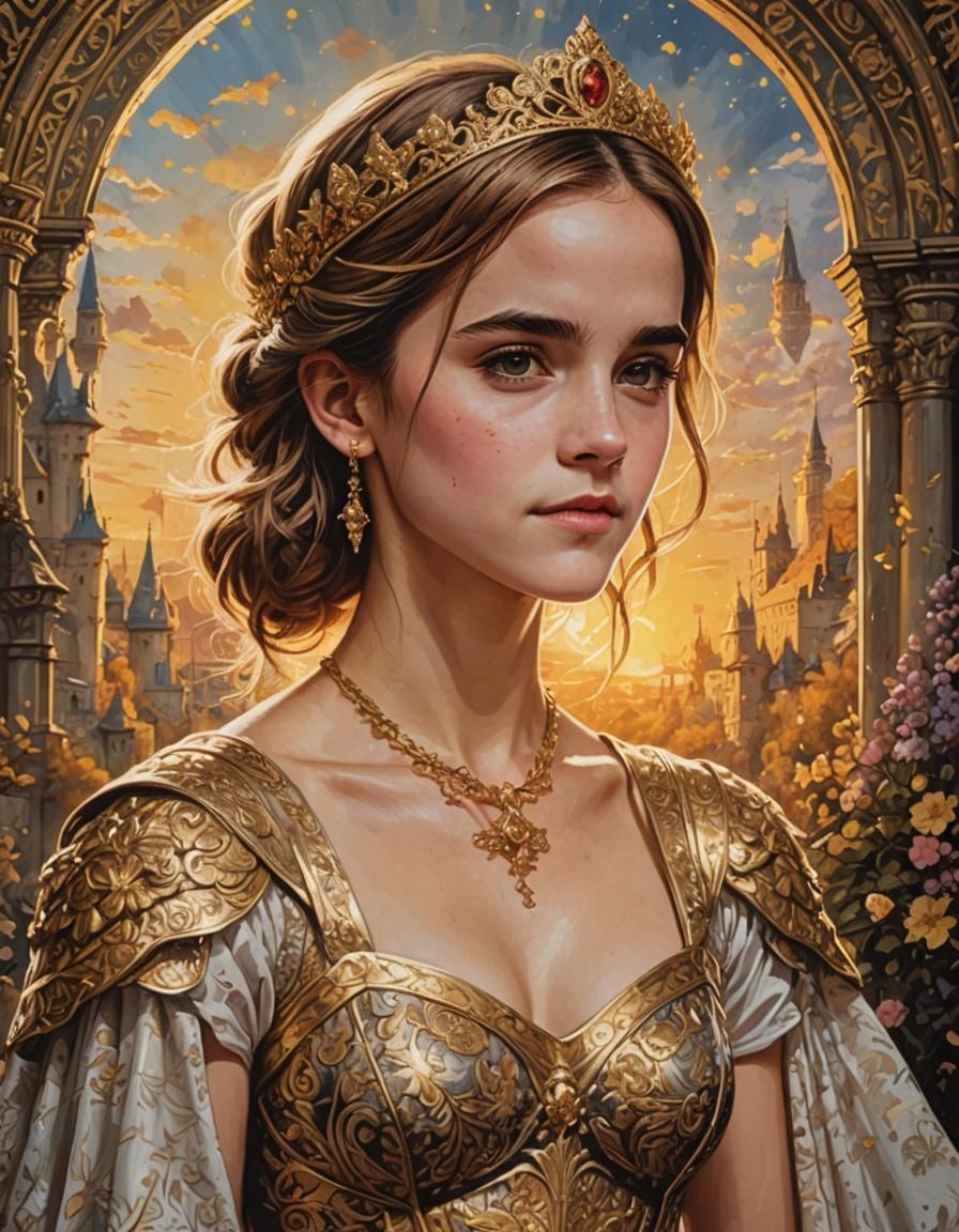 Emma Watson as Medieval Princess in Pop Art
