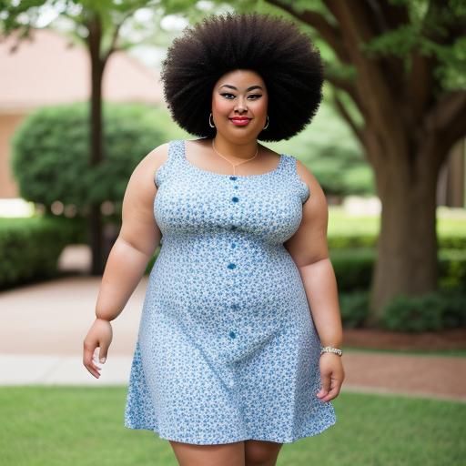Curvy Woman in Summer Dress, Professional Photo