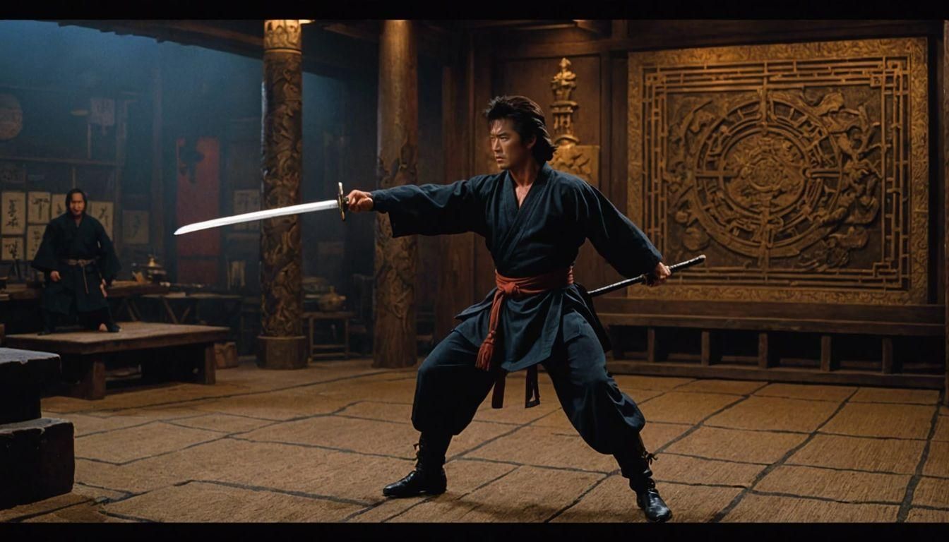 Intense Martial Arts Action Scene in 1980s Style