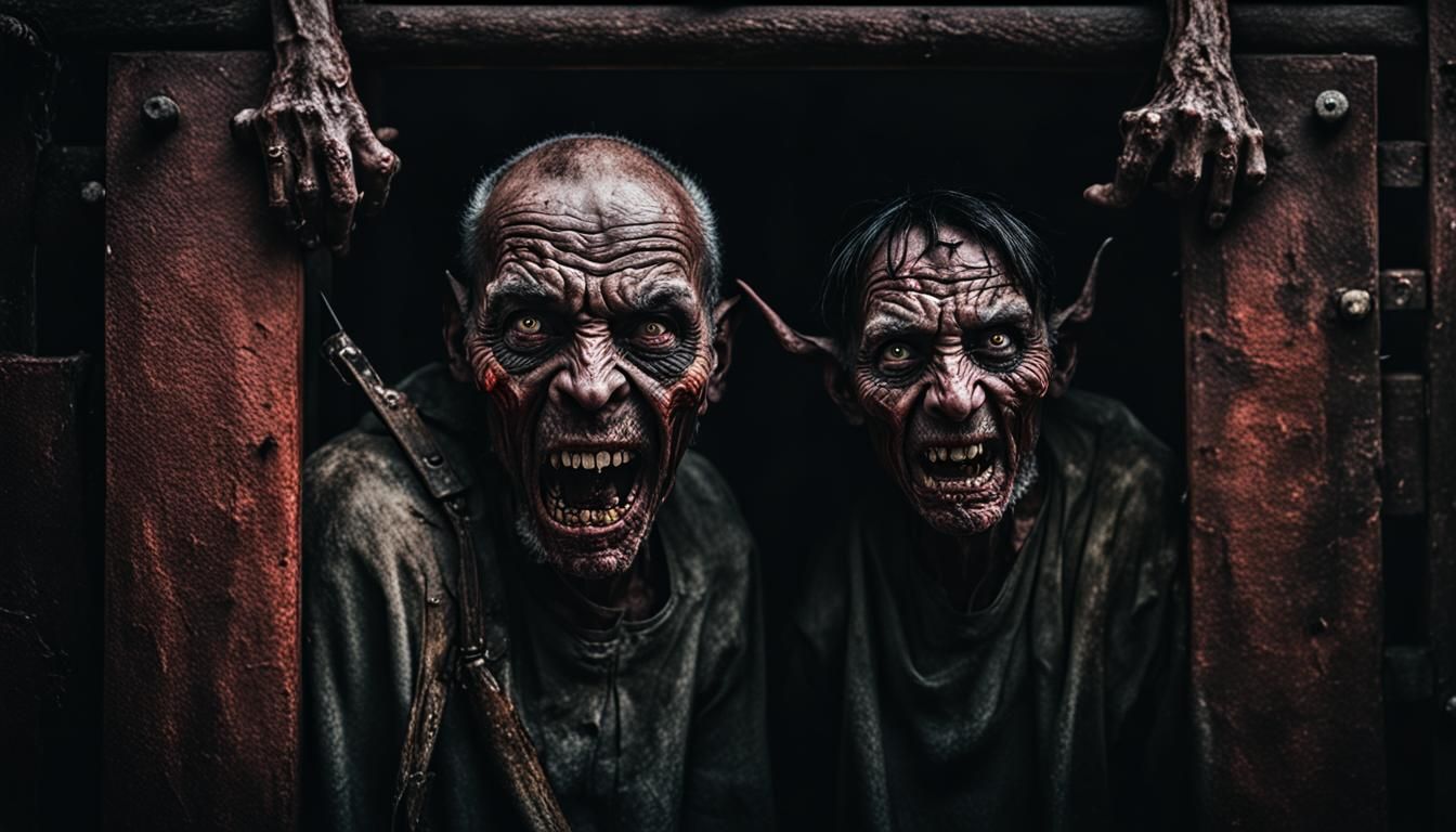 Terrifying Gate to Hell Portrait with Devils