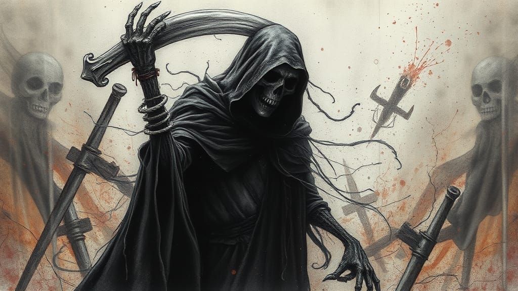 Grim Reaper in Dystopian Extremism: Surreal Artwork