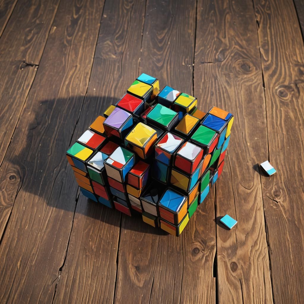 Low-Poly Art: A Dead Rubik's Cube Still Life