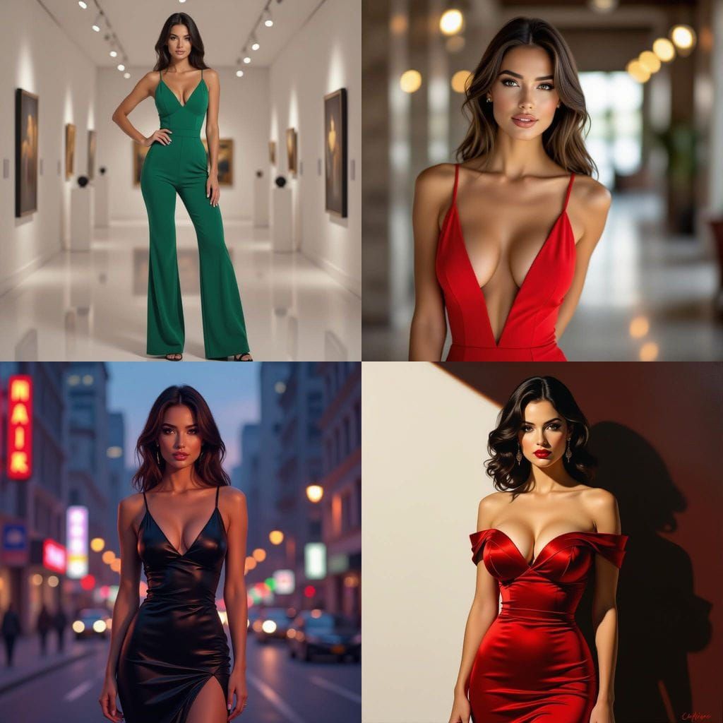 Woman in Tight Clothing with Prominent Bust