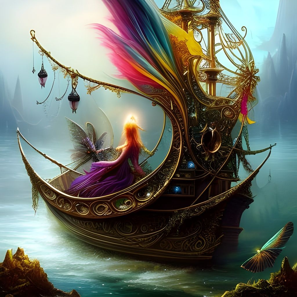 Enchanted Fairy Pirate Ship in Fairytale Setting