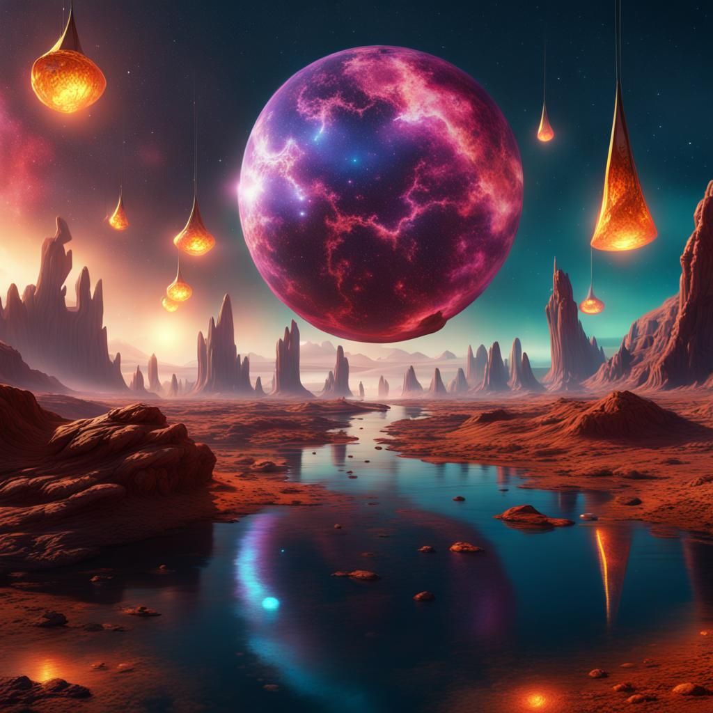 Cosmic Lanterns and Meteors in Dreamscape