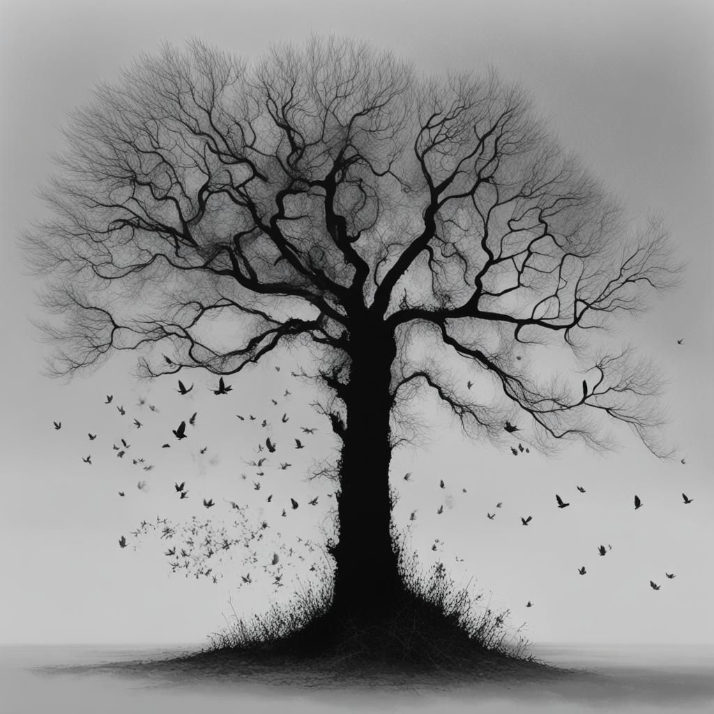 Dramatic Silhouette of a Lone Tree