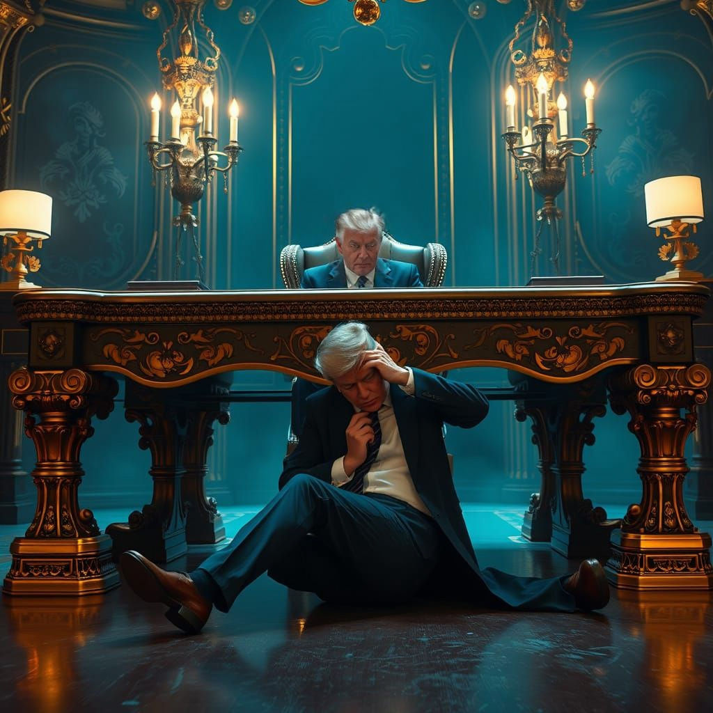 Donald Trump Under Desk Scene in a Fantastical, Intricately ...