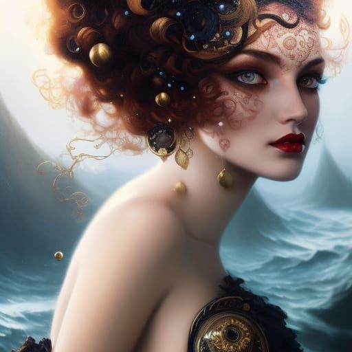 Portrait in Oil: Redhead with Black Eyes