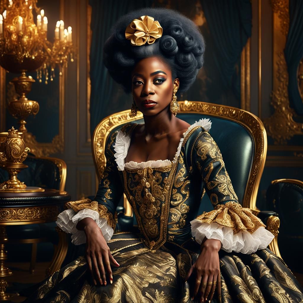 Black Marie Antoinette in Dark Baroque Style
