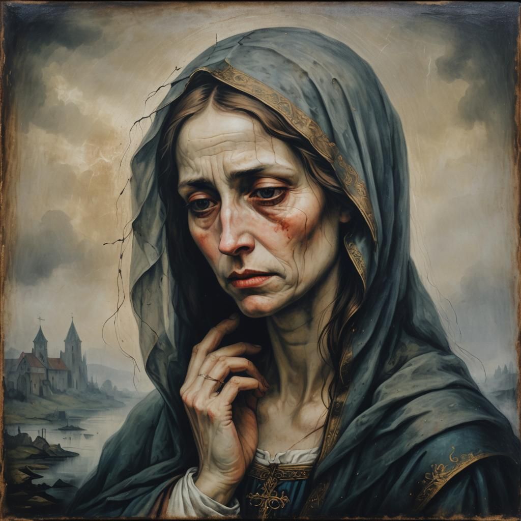 Grief-stricken Woman in Medieval Painting