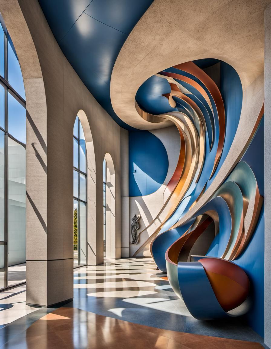 Elegant Multicolored Sculpture in Art Deco Style