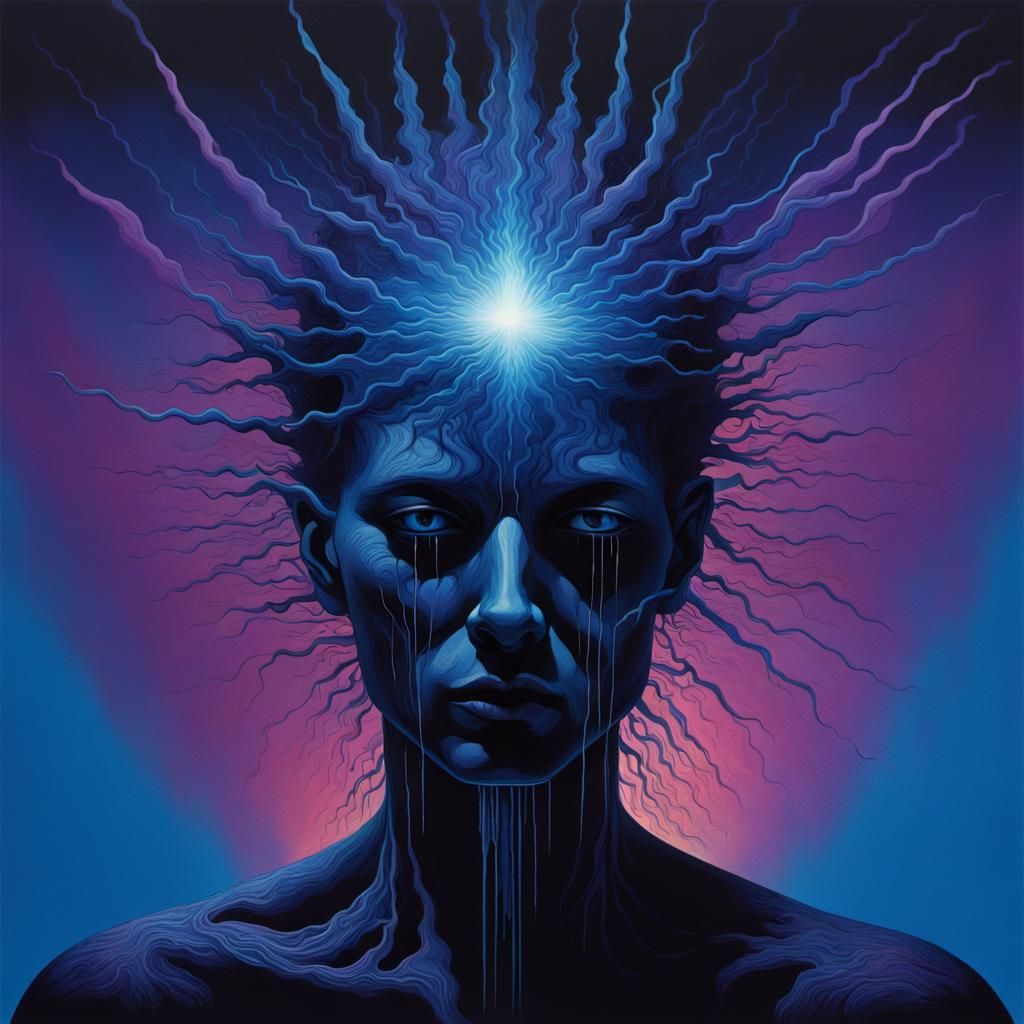 Throbbing Headache Silhouette in Ethereal Surrealism Style