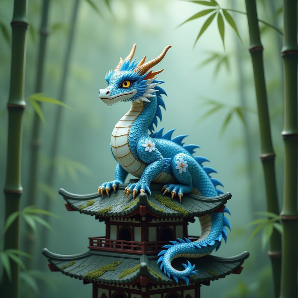 Porcelain Dragon on Pagoda in Renaissance Style