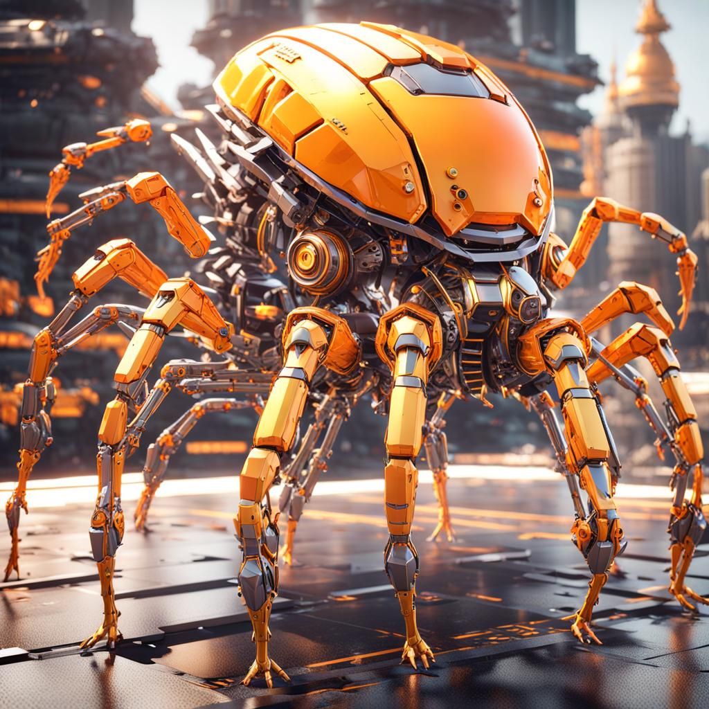 Futuristic Eight-Legged Mecha Creature in Sci-Fi Style