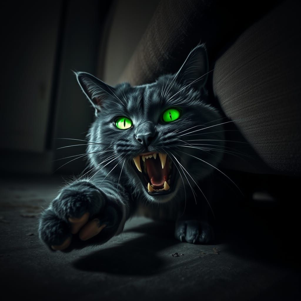 Dark Feline Predator Unleashed in Shadows