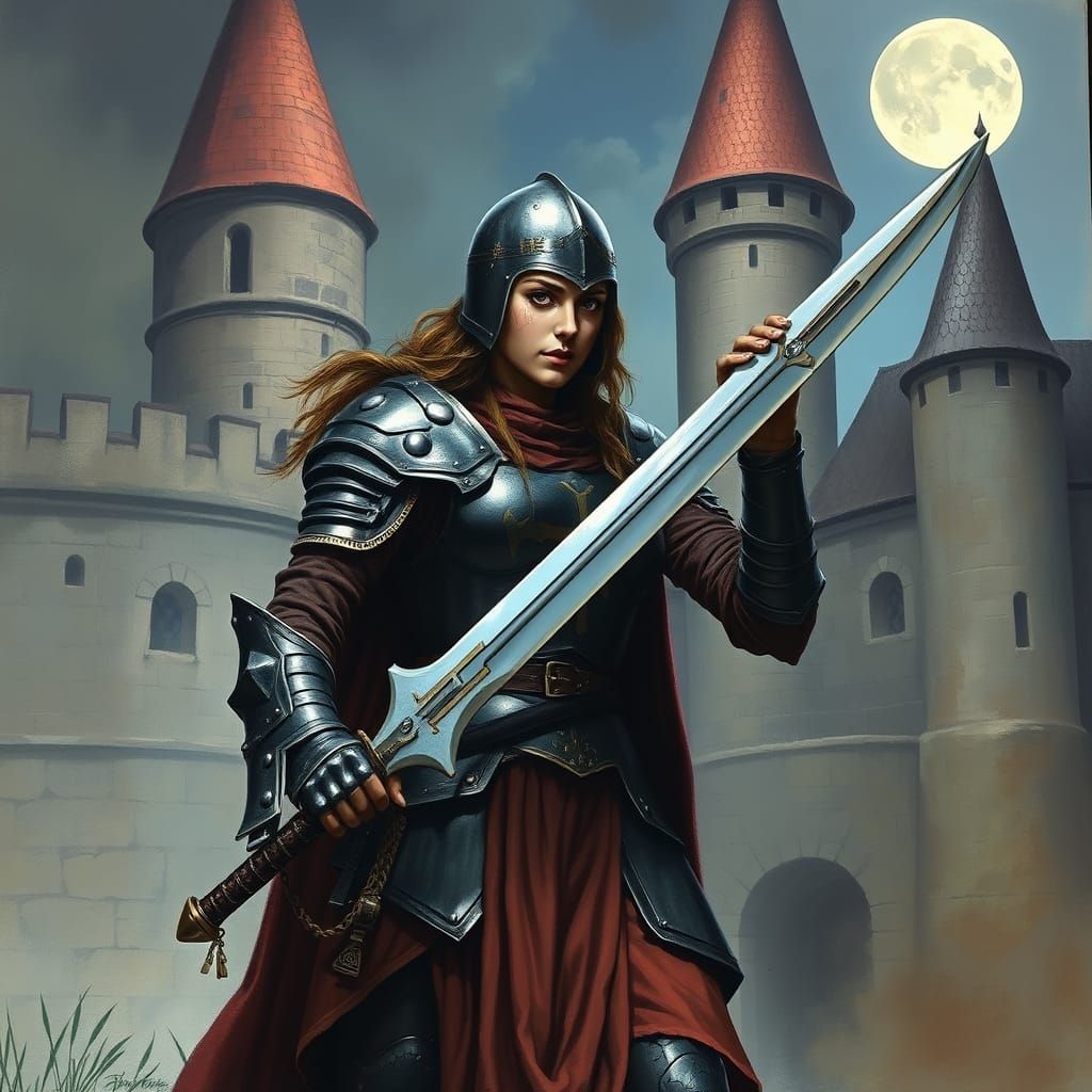 Medieval Polish Warrior Woman in Dark Fantasy Style