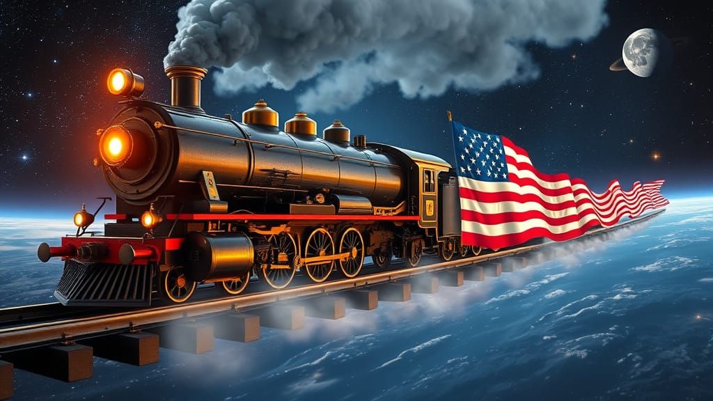 Vintage Steam Locomotive Chugs Through Space