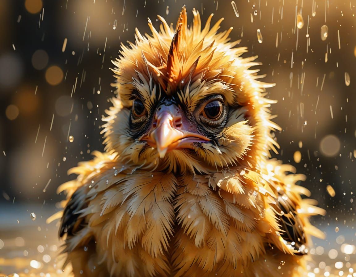 Grumpy Baby Chicken Shower in Cartoon Style