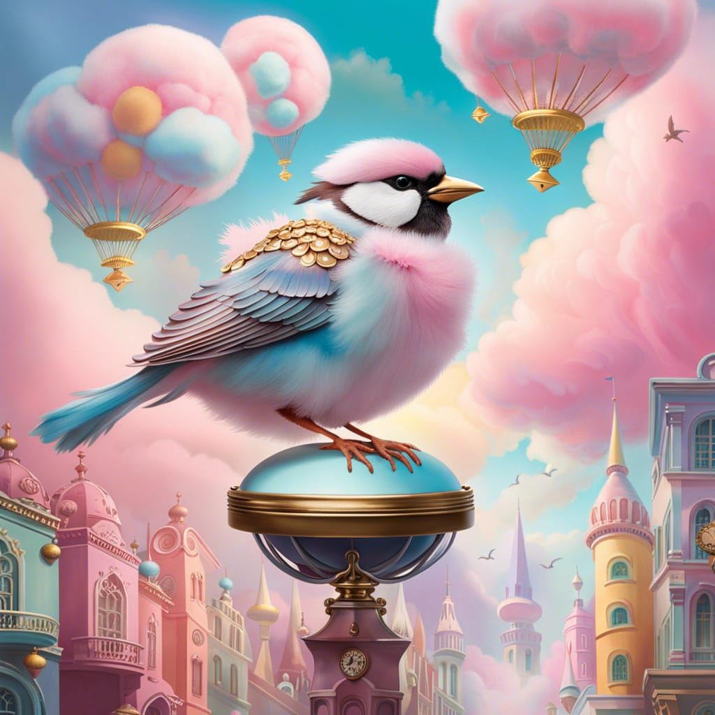 Sparrow in Cloud City: A Watercolour Masterpiece