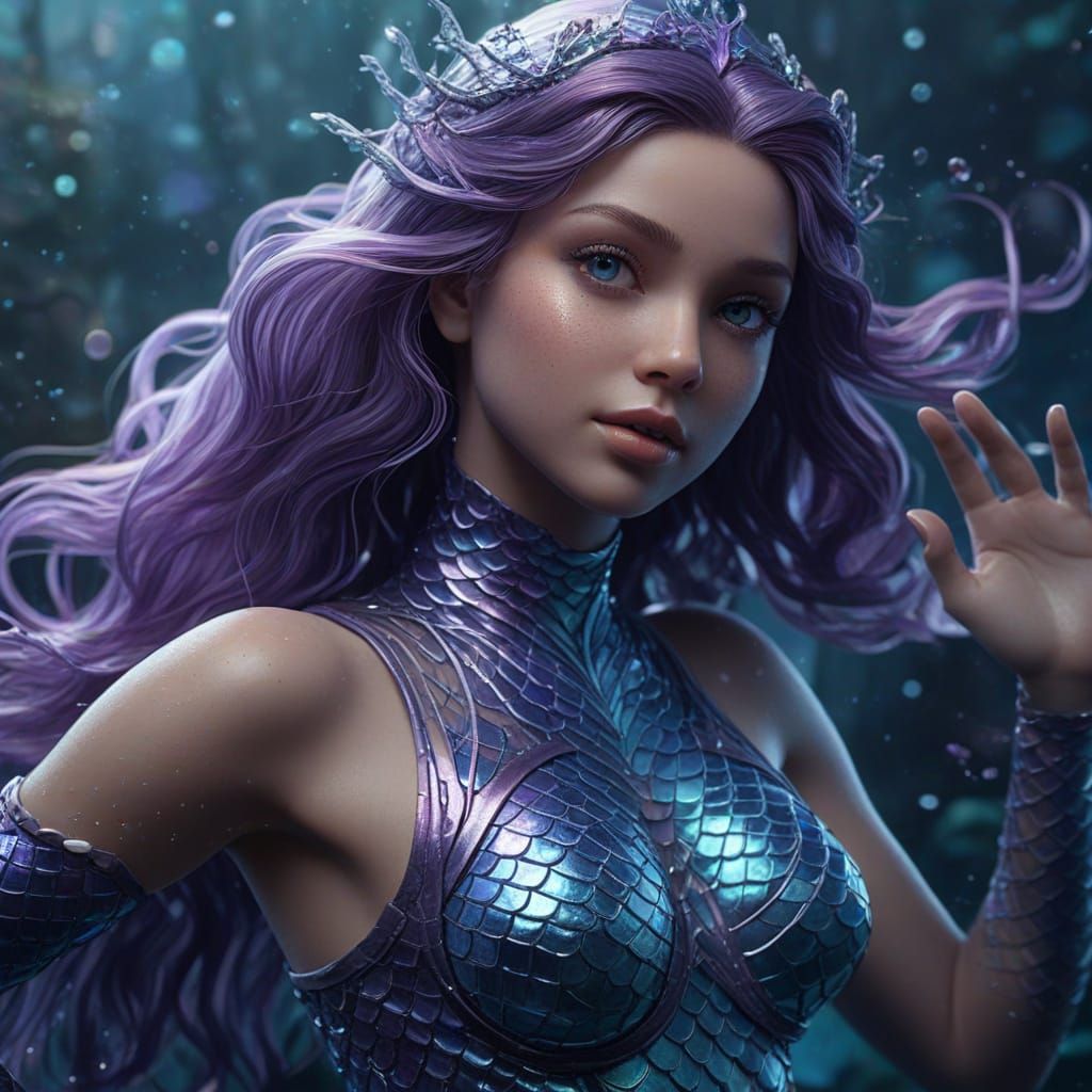 Glass Mermaid Fantasy Concept Art in 8K
