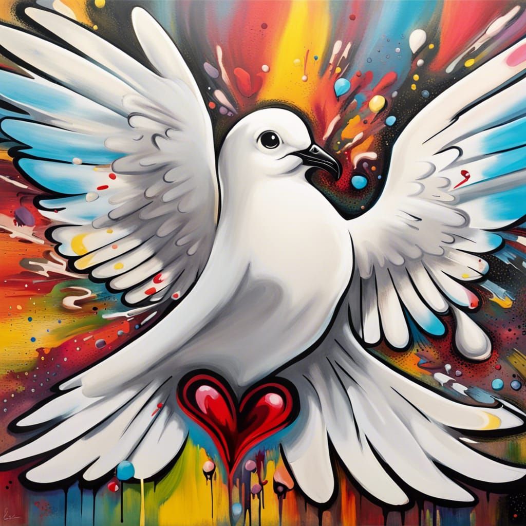 Dove in Flight: Graffiti Art