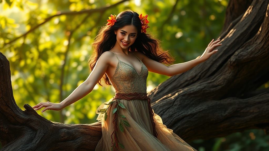 Enchanting Forest Dancer in Art Nouveau Style