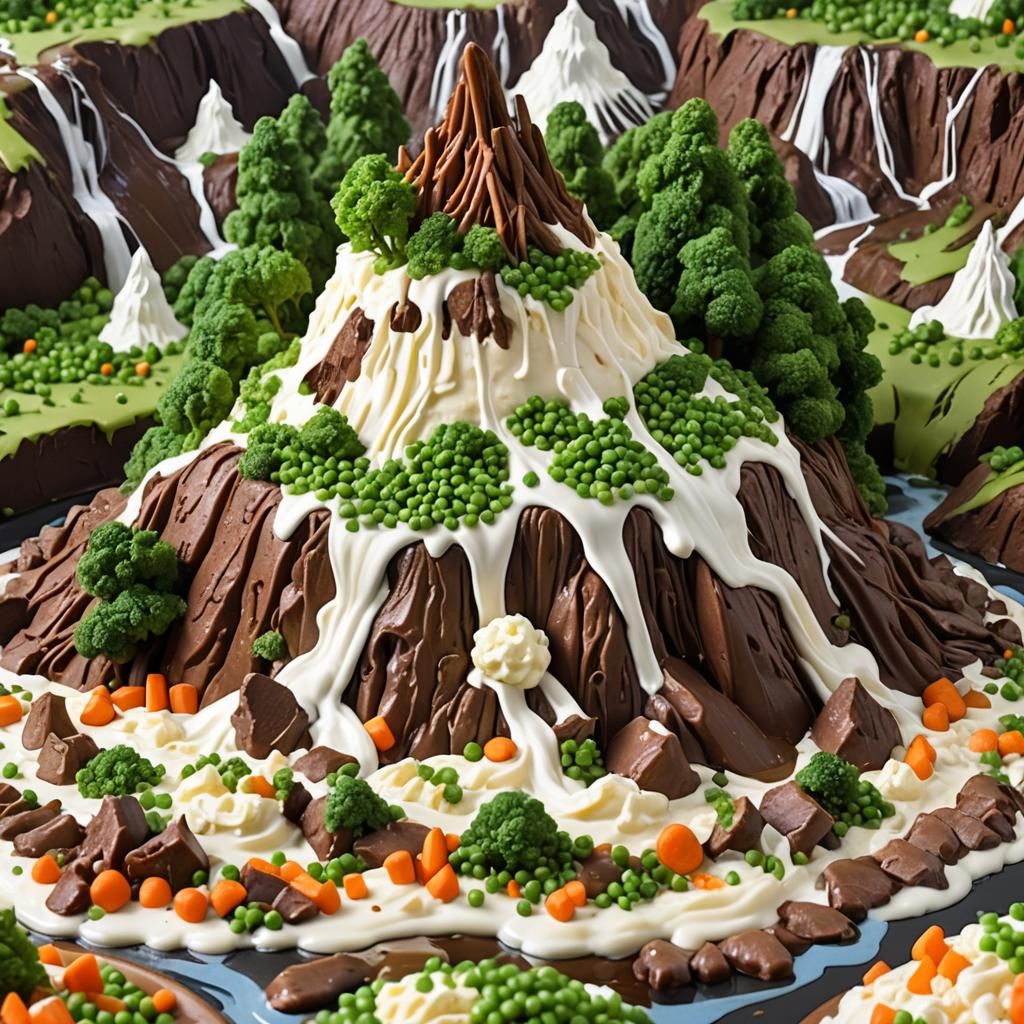 Mashed Potato Mountain Food Landscape