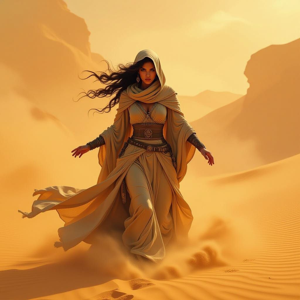 Goddess of Sandstorms in Sci-Fi Style