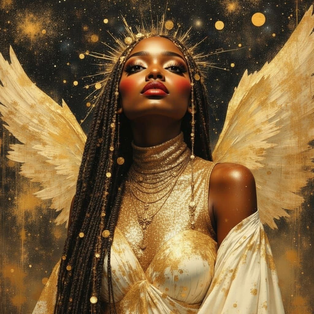 Regal African Goddess in Celestial Armor