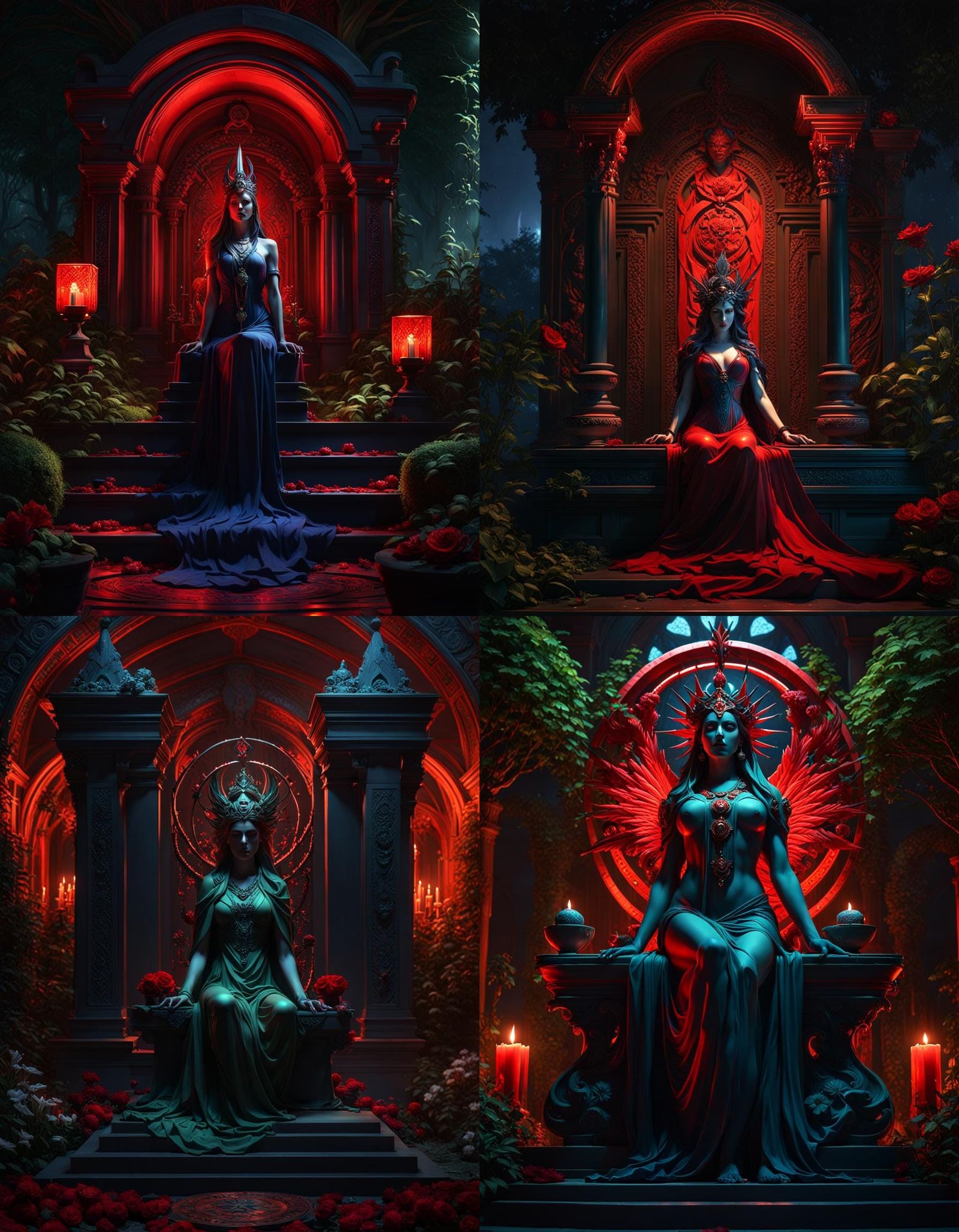 Goddess on Altar: Dark Fantasy Concept Art