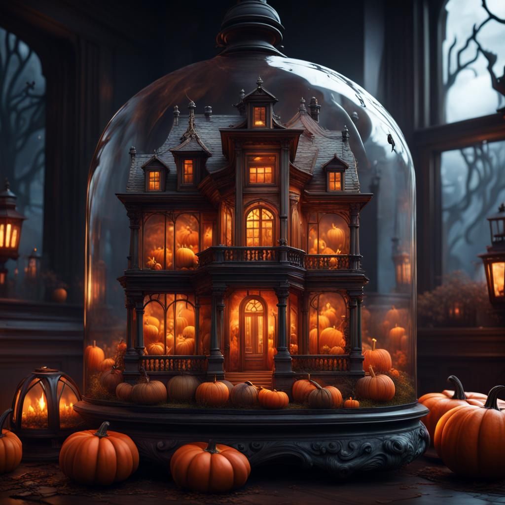 Spooky Mansion in Terrarium: Matte Painting