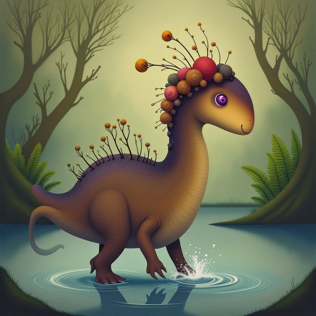 Playful Baby Diplodocus in Lush Forest